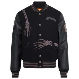 Godspeed Men's Black Skeleton Embroidered Jacket